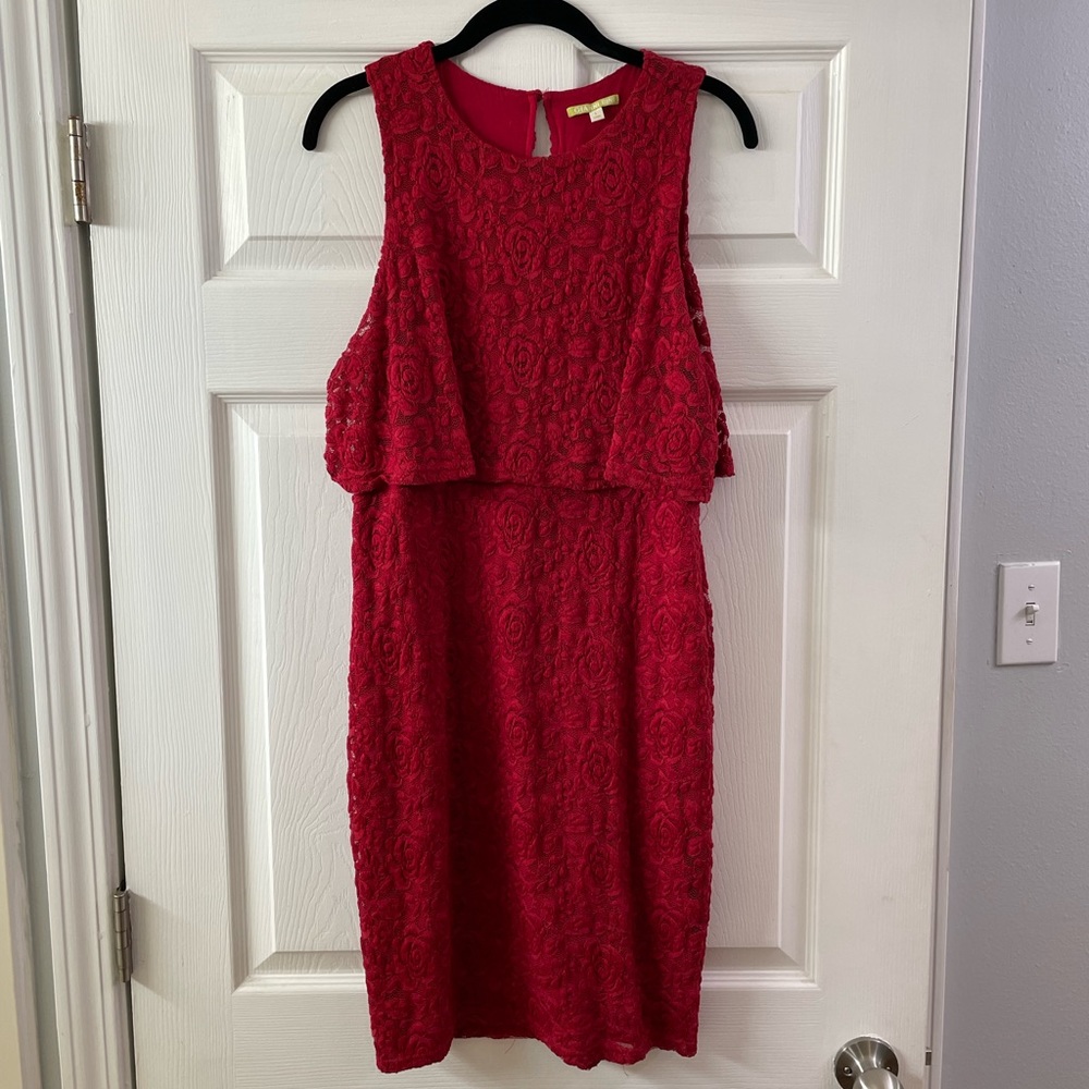 Gianni Bini Red Floral Lace Dress